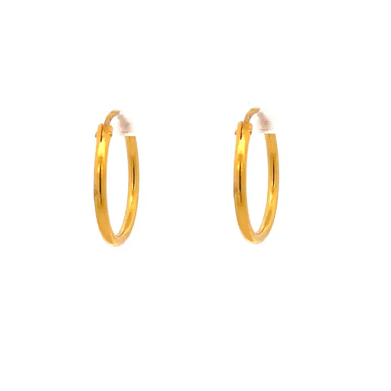 Simple 22K Yellow Gold Earrings - 16mm